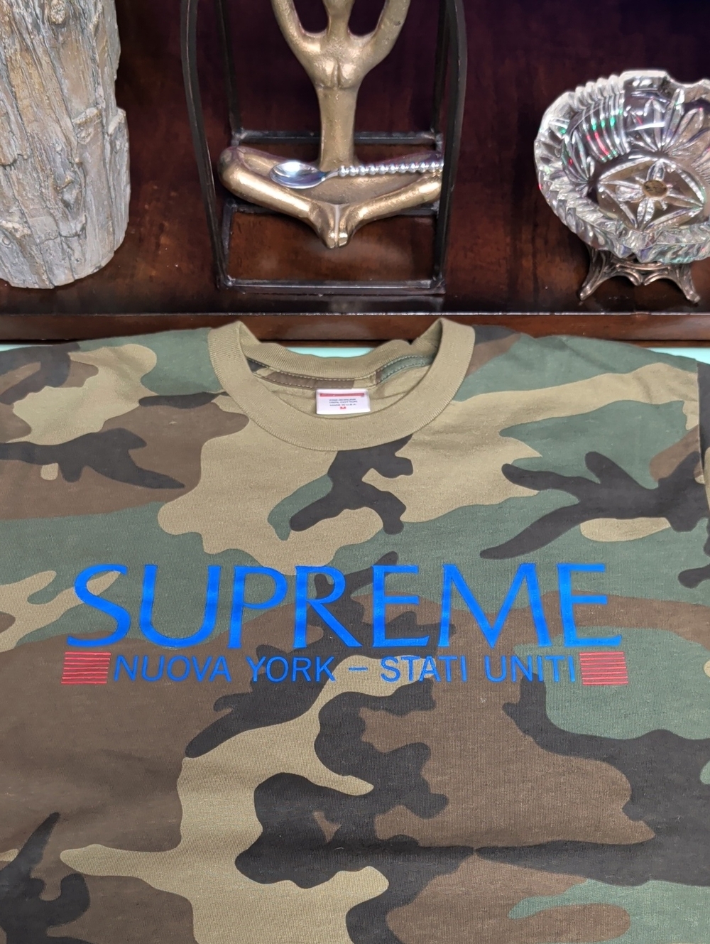 Supreme Camo Tee with Blue Logo